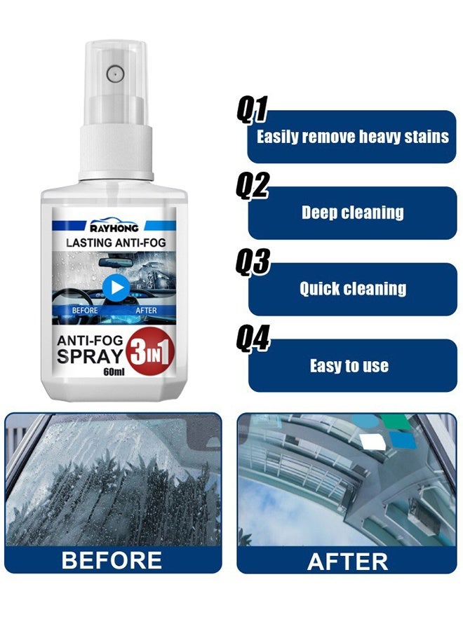 RAYHONG Anti-Fog Spray, Car Glass Anti Fog Hydrophobic Coating Spray, Waterproof Anti Fog Spray, Automobile Glass Anti Fog Spray, Anti Fog Car Glass Cleaner, Anti Fog Spray for Glasses, Car Glass Antifog Hydrophobic Coating Spray 60ml - Image 2